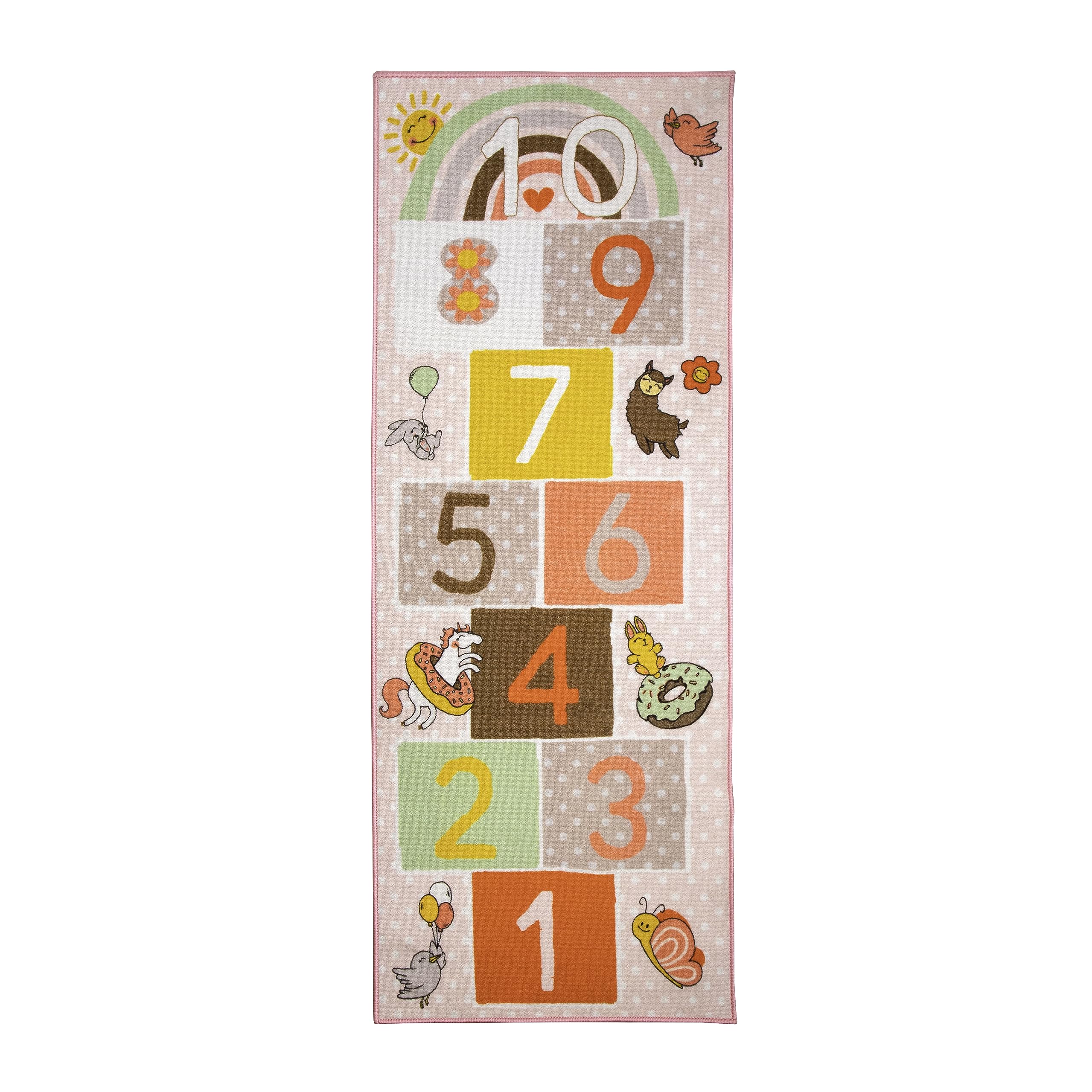 Hopscotch Squad Hop & Count Hopscotch Rug For Play Space & Room Decor With Skid-Proof Backing, 79    L Ong X 29    Wide - Classi
